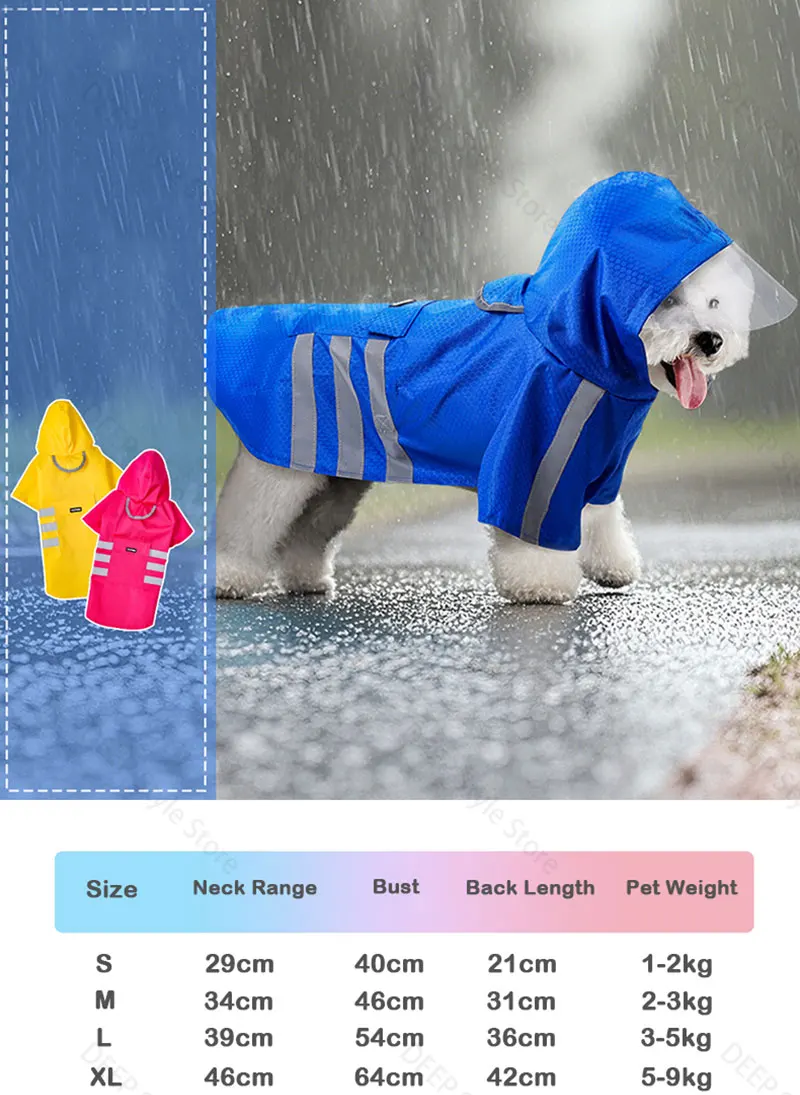 2026 Neuer Wasserdichter Reflektierender Hunde-Regenmantel mit Kapuze, Leichter Sommer-Regenponcho für Welpen, Outdoor-Regenjacke für Kleine Hunde – Detail 5