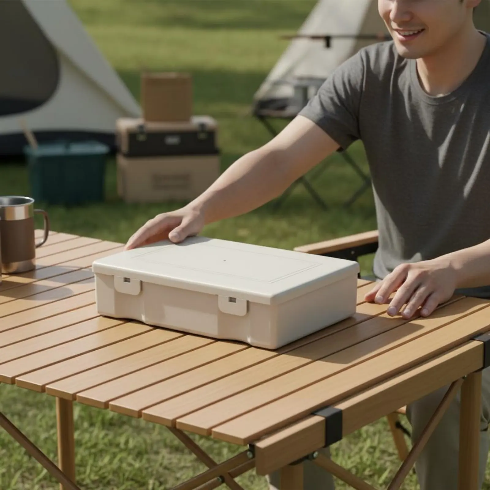 Mini Camping Tool Case Secure Latch Small Storage Box with Lid Portable Sundry Box Sturdy-Resistant Small Parts Organizer