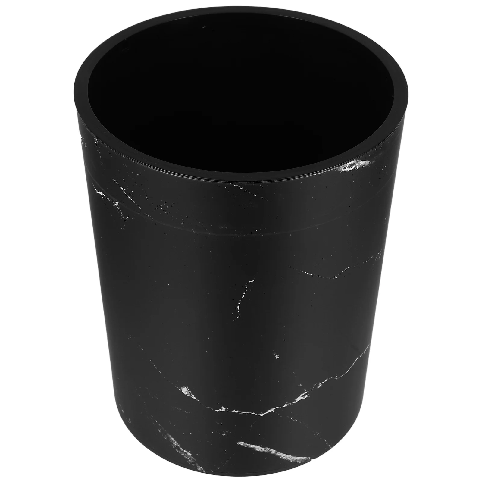 

Black Marble Design Trash Container Large Capacity Press Ring Bin for Kitchen Living Room Bathroom Office Round Plastic