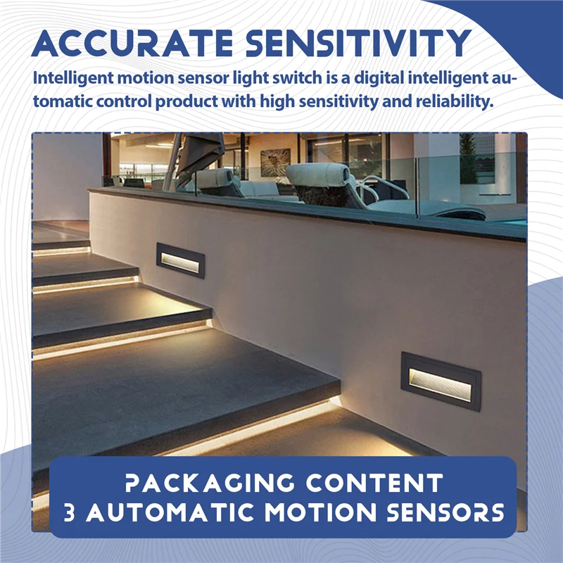 AED7-3 pz Rilevatori di movimento neri Sensore di movimento Interruttore della luce Pir esterno Sensore di movimento a corrente continua 12V Sensore Pir