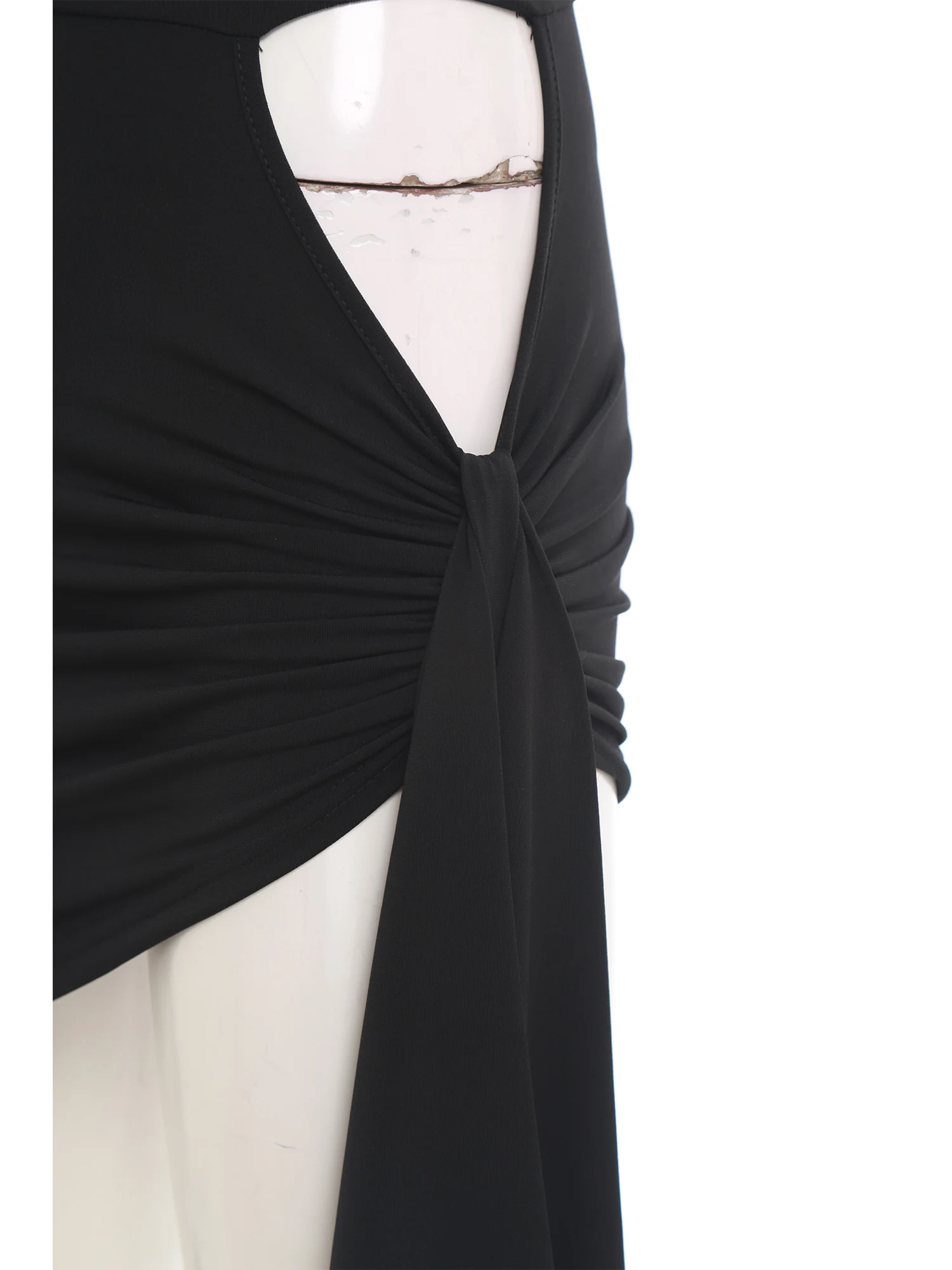 여성 라틴 댄스 Bodycon 스커트 스트랩 중공 불규칙한 밑단 하이 웨이스트 미니 스커트 삼바 차차 볼룸 댄스 공연