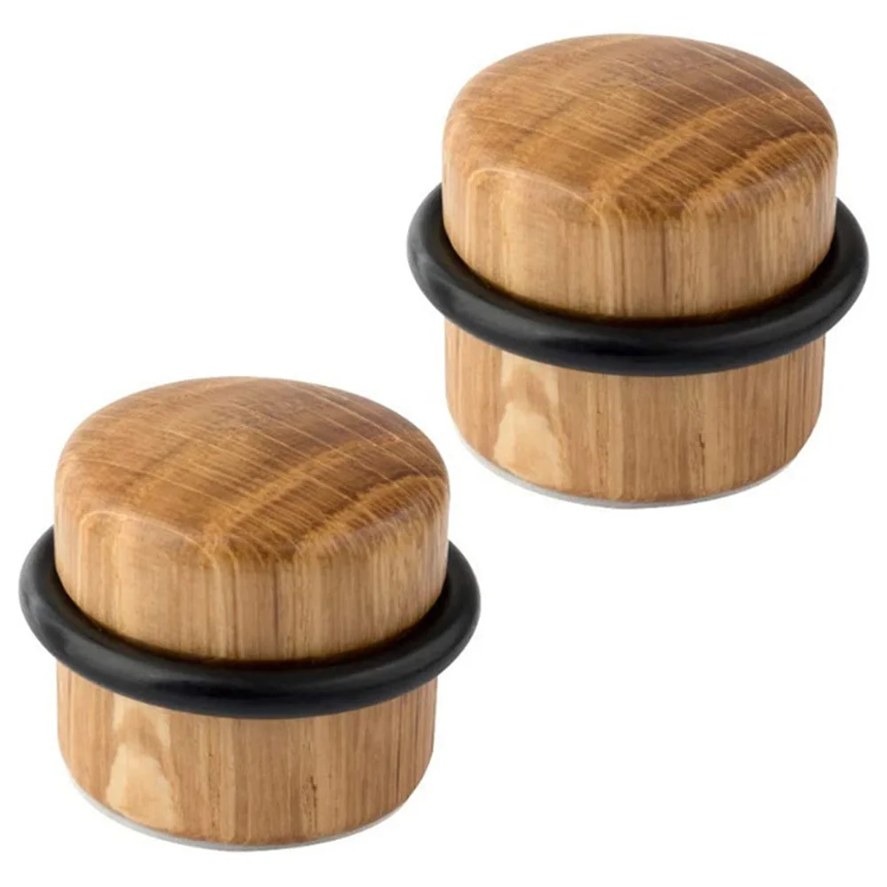 Door Stopper Wood Cylindrical Floor Mount Door Stop Bumper Non-magnetic Holder Catch Double-Sided Adhesive Sheets Punch Free