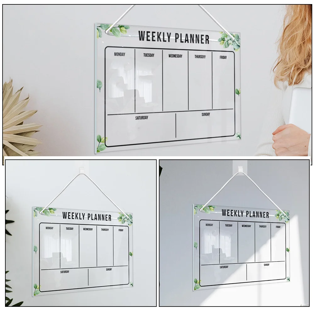 Erasable Memo Board Dry Erase Calendar Week Weekly Whiteboard Hanging Acrylic Writing Tabletop Message Recording