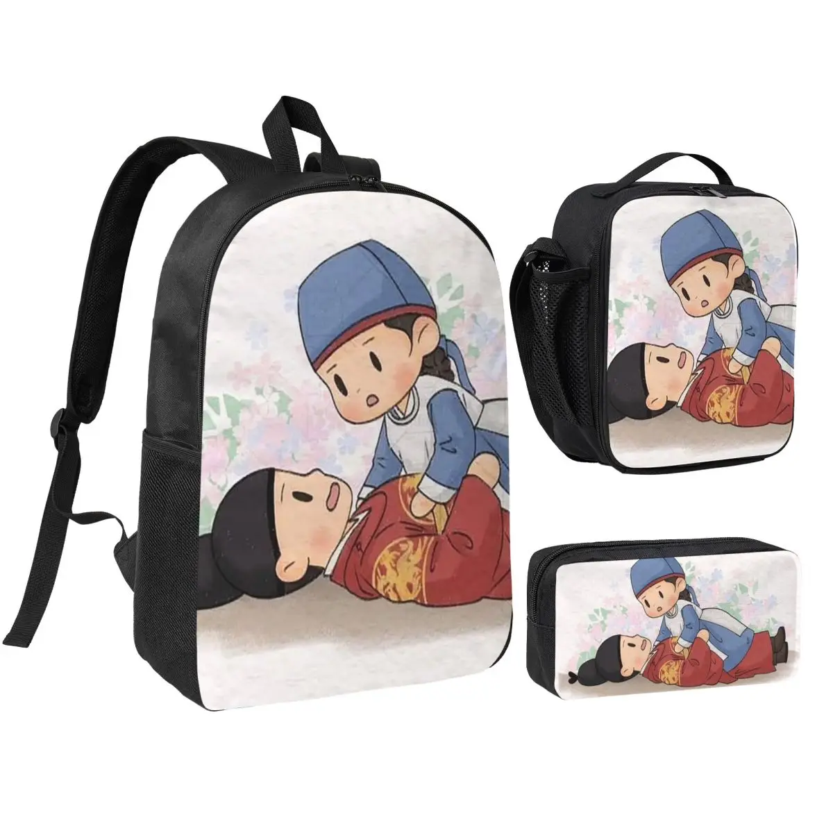 

Hot TV Series Love Couple Bon Appetit Your Majesty Backpack BookBag School Bag Shoulder Bags 3ps Insulated Lunch Bag Pencil Case