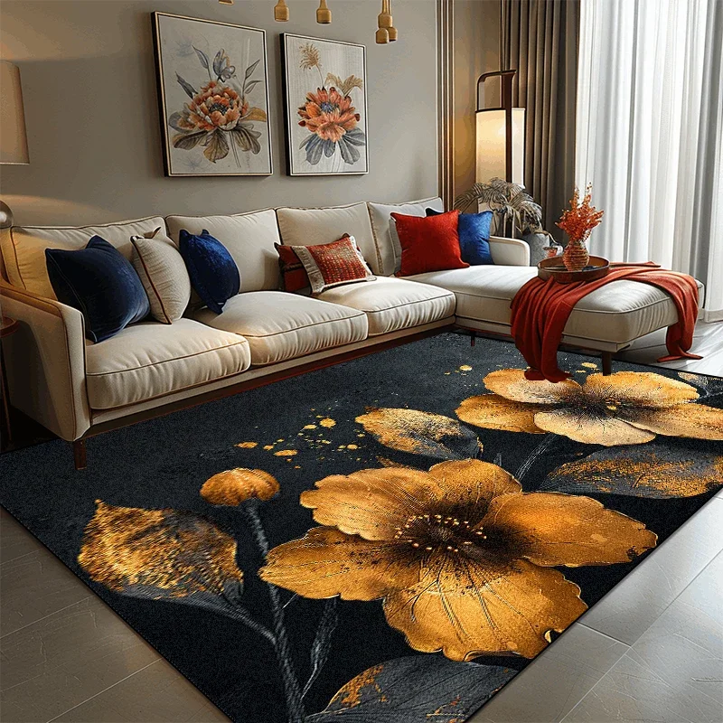 Light Luxury 3D Flower Carpets Living Room Decoration Large Rugs Modern Home Sofa Side Floor Mat Bedroom Bedside Soft Foot Mats