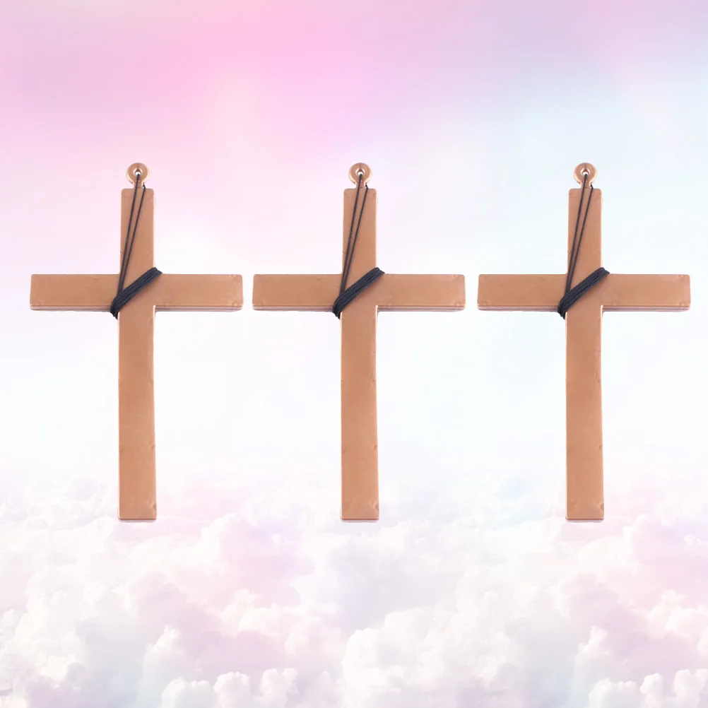

3Pcs Plastic Cross Pendant Simple Crucifix Necklace Black String Great Christian Gifts Party Favors Vacation Bible School