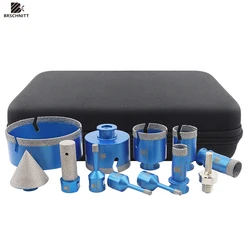 Diamond Drill Bit 12Pcs/Kit Milling Bit Adapter for Tile Granite Marble Stone M14 Thread Hole Saw Drill Core Chamfer Crown Bit