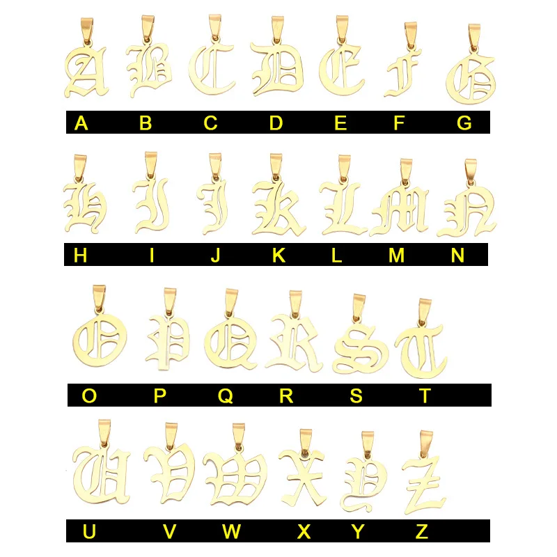 Lateefah 26 Alphabet Necklace Gothic Style Stainless Steel Fashion Letter Pendant Student Girlfriend Couple Necklace