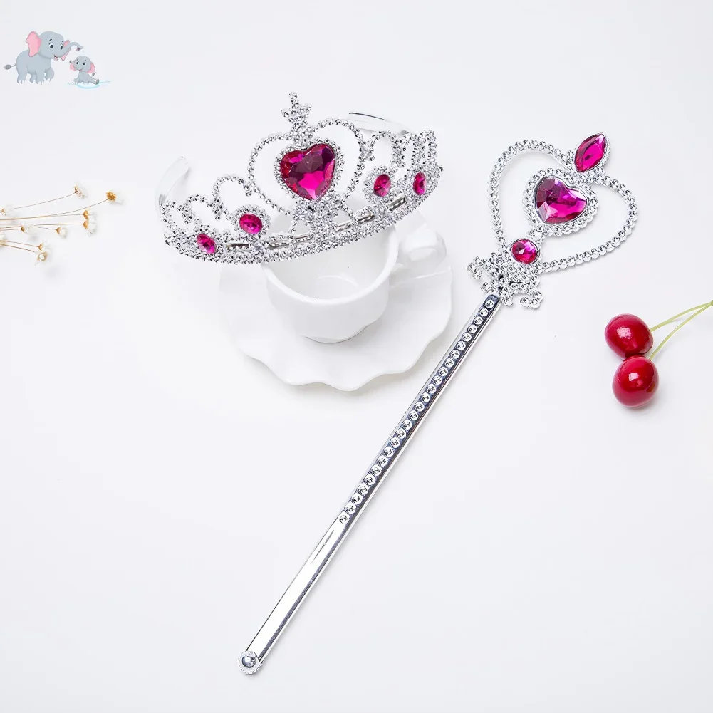 Elsa Princess Crown Accessories for Girls Bridal Crown Crystal Diamond Hoop Hair Headwear Kids Birthday Party Hairband Sets