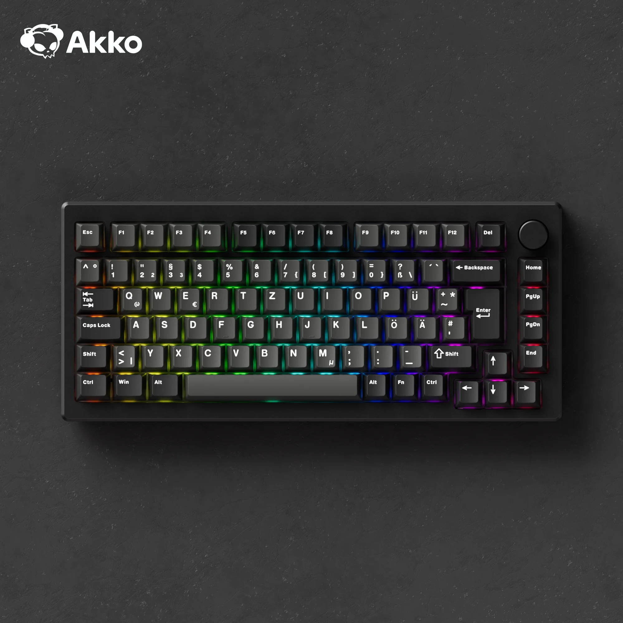 Akko MOD007B HE Mechanical Keyboard Black 75% ISO-DE Aluminum CNC Magnetic Switch Rapid Trigger 0.005mm 8K ARGB Gaming Keyboard