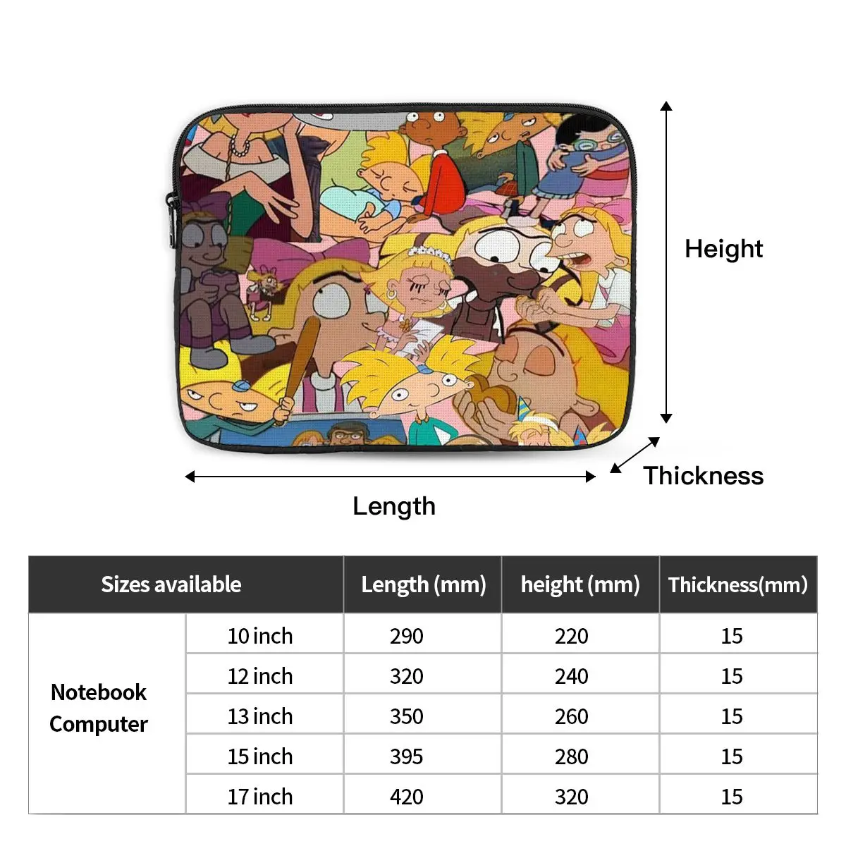Hey Arnold Cartoon Notebook Laptop Bag Case Pouch 10 12 13 15 17 Inch For Macbook Air Pro Tablet Shockproof Case Bag
