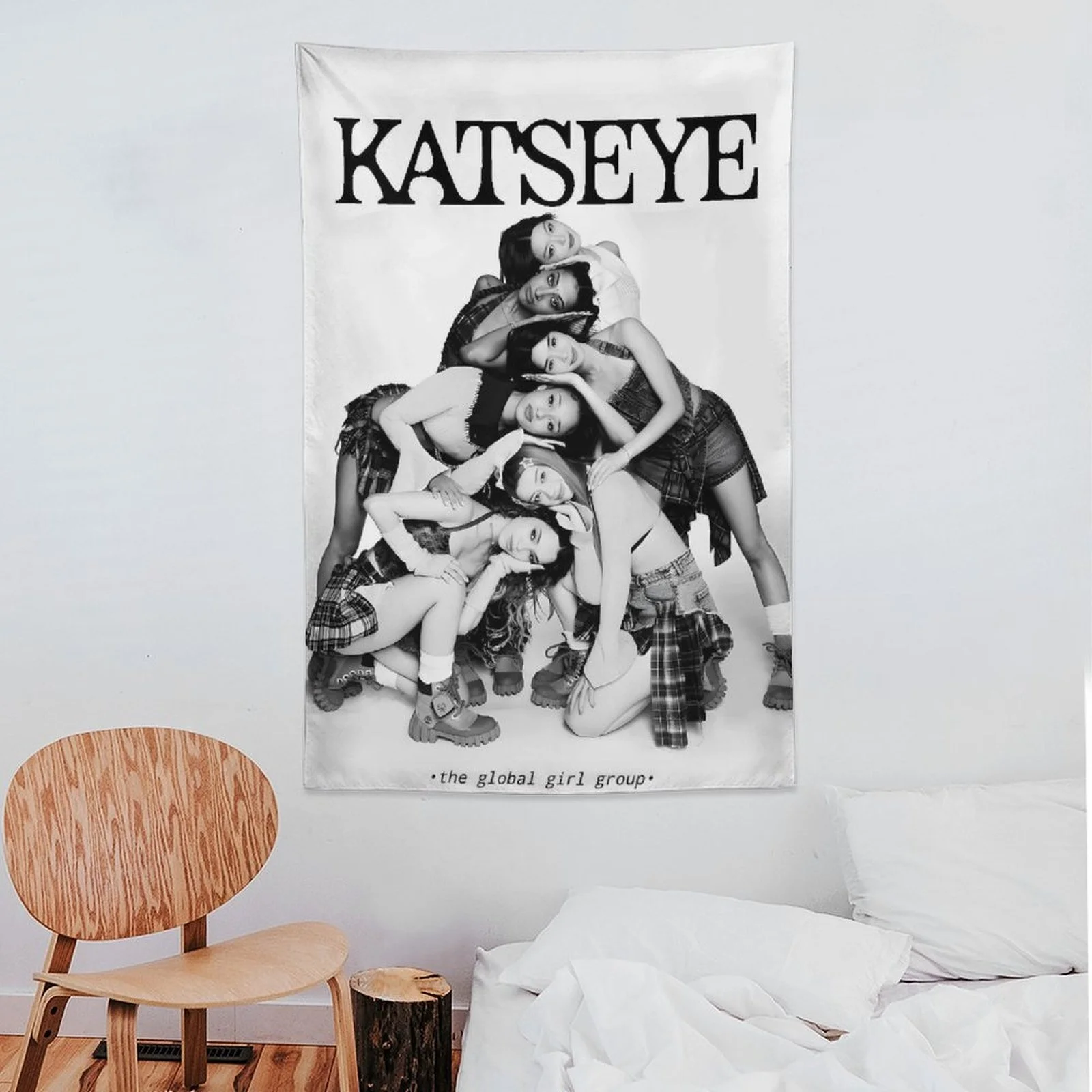 Katseye Tapestry Wall Hanging Vertical Ghanaian Cultural Art with Traditional Katseye for Living Room Bedroom Office Elegant