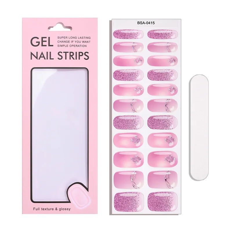 22Tips Cherries Red UV Free Nail Gel Strips No Need UV Lamp Cured Full Cover Stickers For 3D Nail Decals Manicure Press On Slide