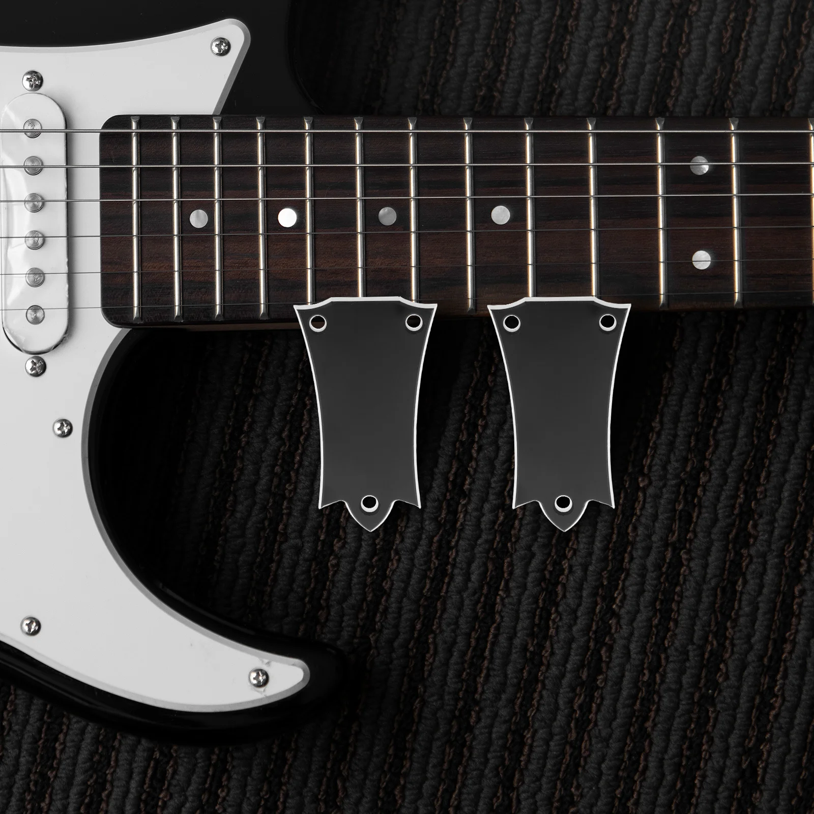 1 مجموعة غطاء رأس معدني أسود قضيب تروس درع للجيتار الكهربائي باس لوحة الرقبة وسادة تعديل الدقة