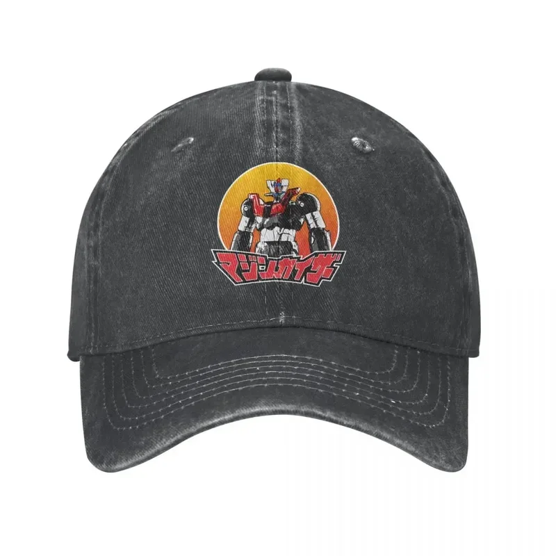 Mazinger Z Anime Washed Denim Baseball cap Snapback Cowboy Hats Bone Homme Goldorak Grendizer Actarus Hip Hop Casquette