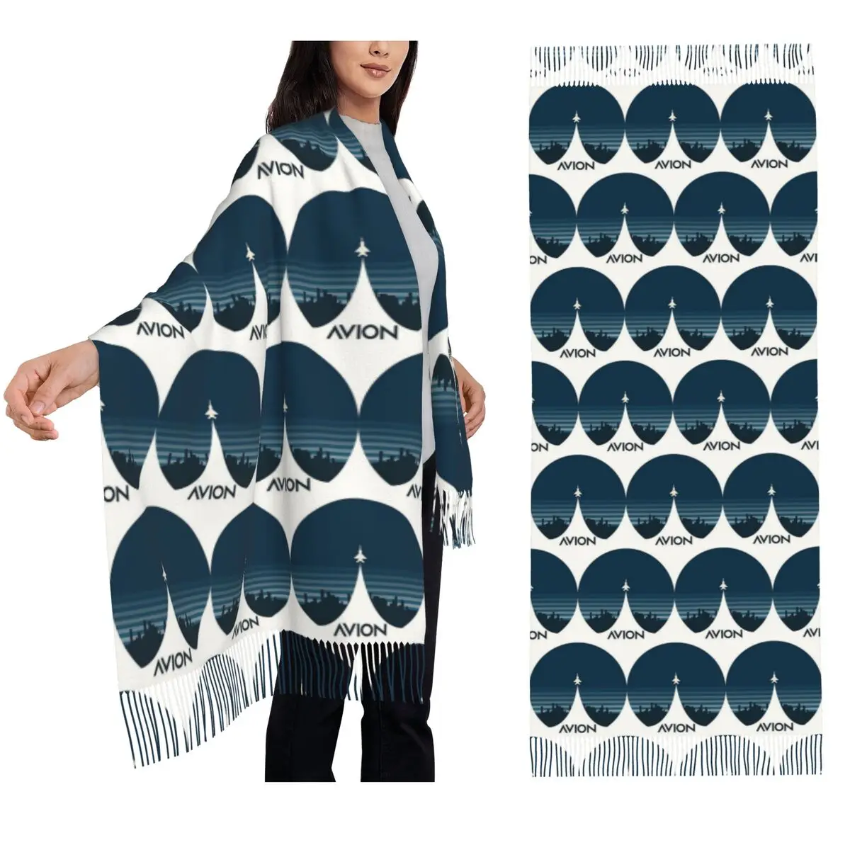 

Авиационный истребитель, шарф над городом, шарфы с кисточками для женщин, мягкие теплые шали и накидки, длинная осенне-зимняя шаль, накидка