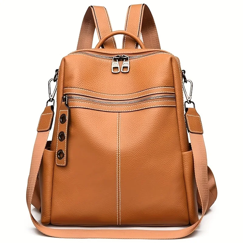 Premium Genuine Leather Backpack Purse - Versatile Convertible Design for Women, Timeless Fashion Shoulder Handbag, Travel Bag,