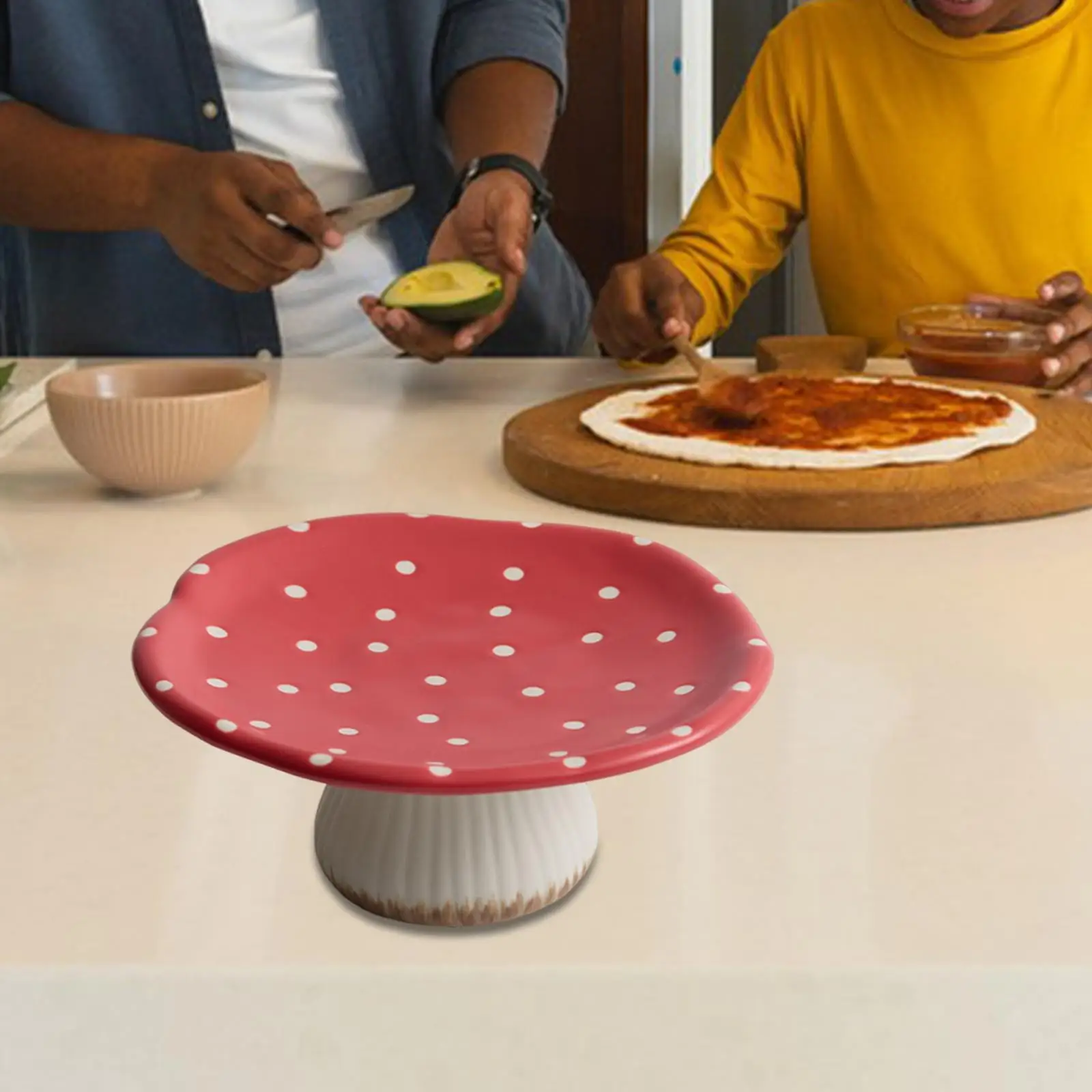 

Ceramic Mushroom Fruit Tray Pedestal Bowl Table Decor Fruit Plate Food Serving Tray Decorative for Appetizer Dessert Decoration