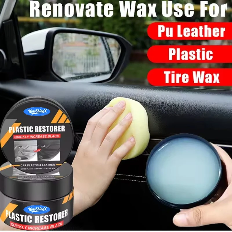 Car Plastic Restorer Crystal Clear Auto Interior Leather & Panel Renewal Wax Coating Agent Back To Black Gloss Car Wax Polish