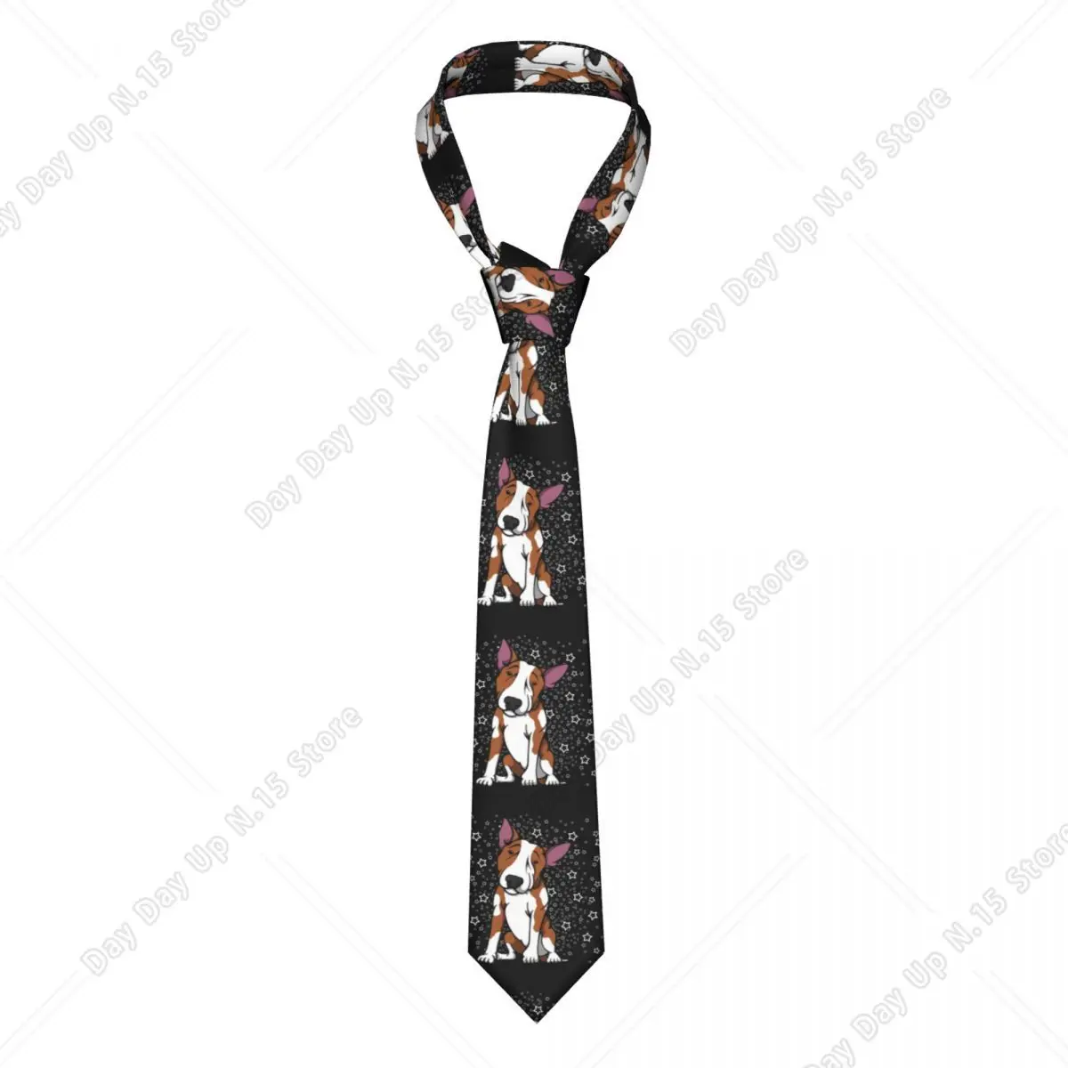 Custom Starry English Bull Terrier Tie Men's Fashion Silk Dog Animal Necktie for Business