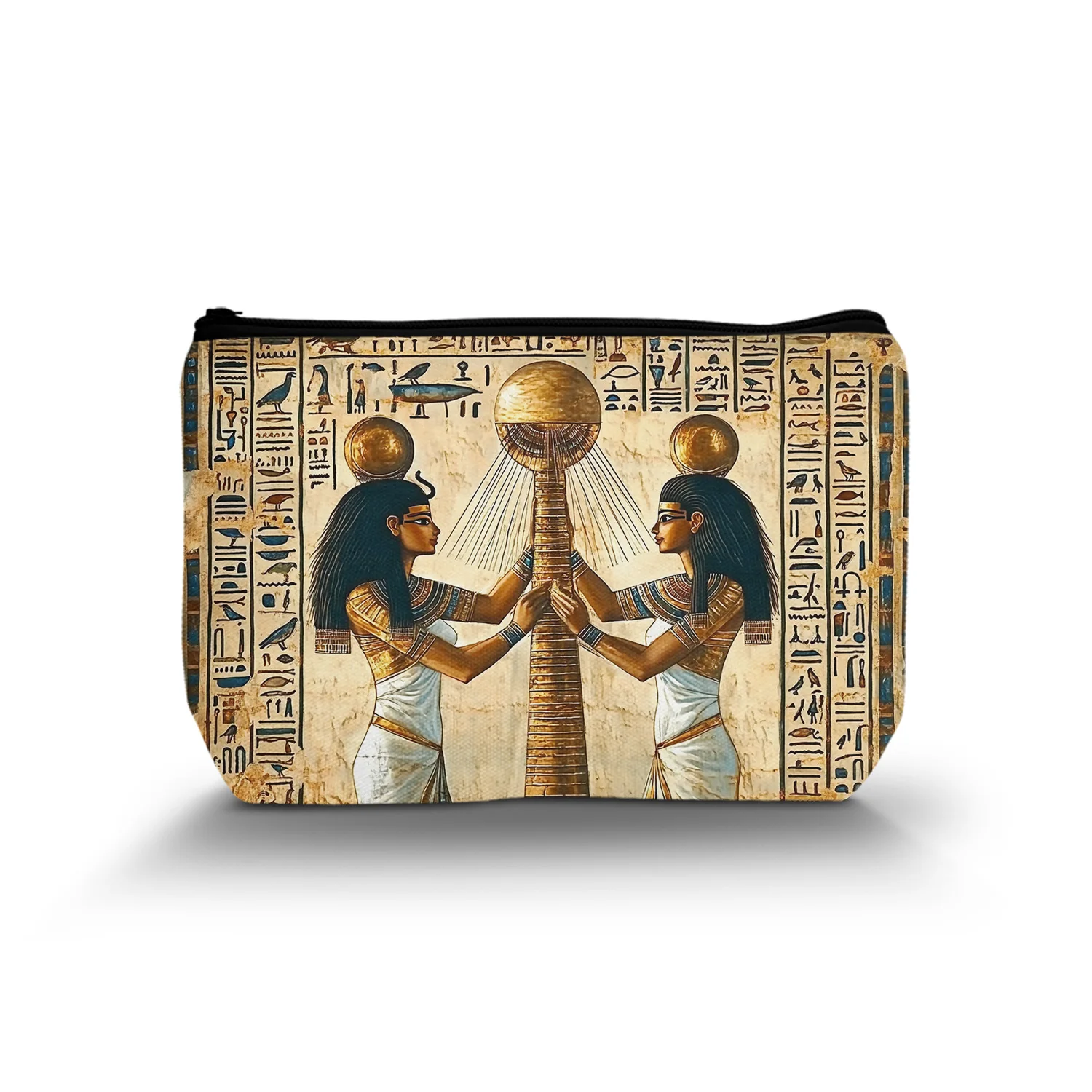 1Pc Funny Egyptian Mural Print Cosmetic Bag Ladies Makeup Bag Travel Organizer Pouch Outdoor Home Garden A 8.66x5.51Inch