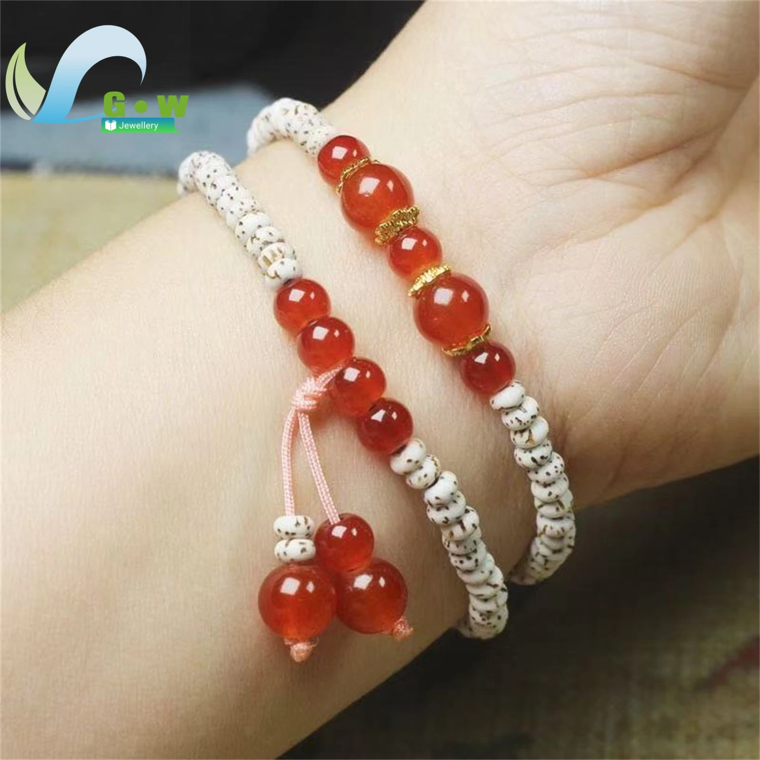 Natural Star Moon Bodhi Double Wrap Bracelet Lotus Pod Pendant Minimalist Chinese Style Handmade Women's Jewelry Gift
