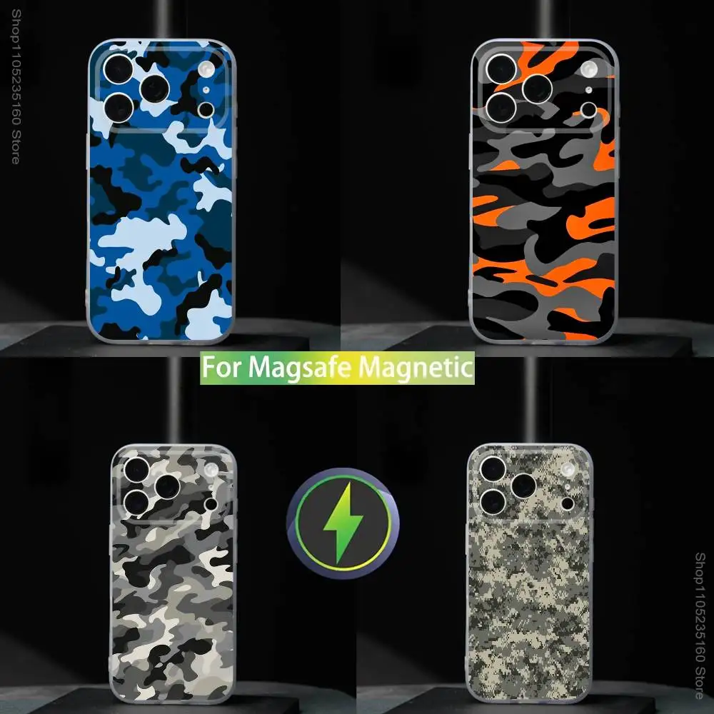 

Fashion C-Camouflage Phone Case For iPhone 17,16,15,14,13,12,11,Pro,Max,Plus,Mini,SE4,E Magnetic For Magsafe Wireless