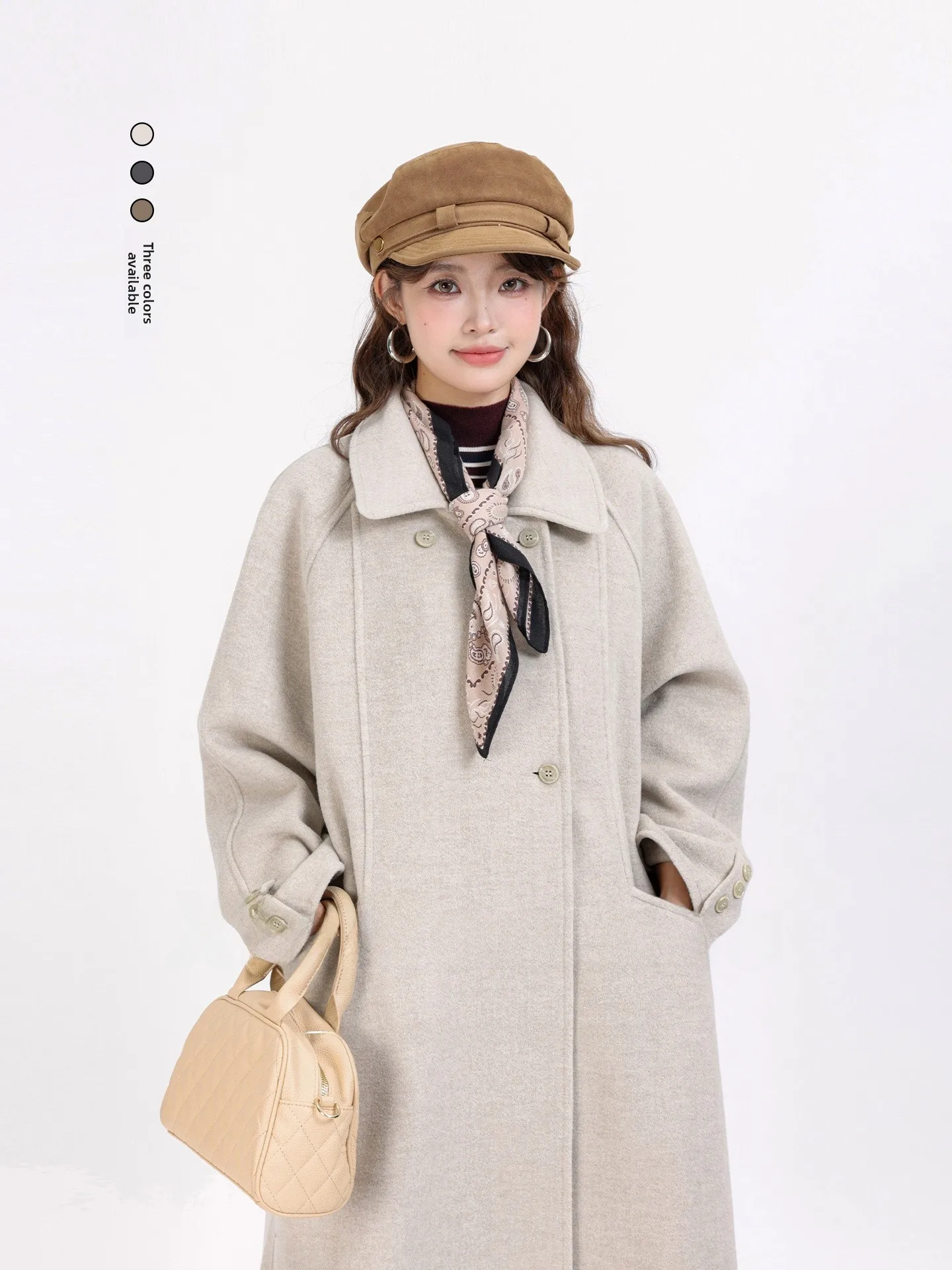 

Двустороннее шерстяное пальто Ele Hepburn Sle, длинный корейский вариант, модное зимнее новое поступление, костюм прямого кроя для поездок на работу