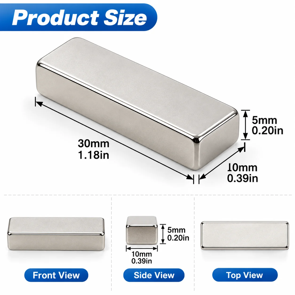 5/10/20PCS Rectangular Block Magnets 30x10x5mm, Flat Bar Magnets for Home, Office, Workshop, Storage & Organization
