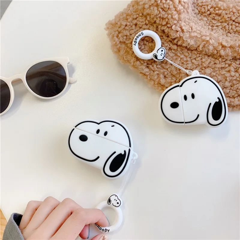 Snoopy-funda con forma de dibujos animados para auriculares inalámbricos, funda protectora de silicona, tendencia creativa, adecuada para Airpods