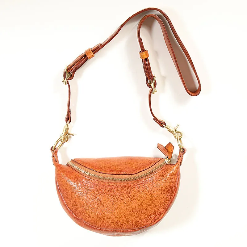 Vintage fashion designer natural real leather ladies saddle bag casual luxury outdoor daily work real cowhide shoulder chest bag