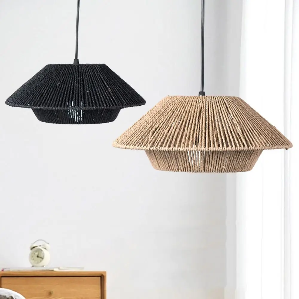 New Paper Weaving Ceiling Light Shade Barrel E27 Simulated Rattan Lamp Shade Simplicity Hand-woven Light Cover Indoor