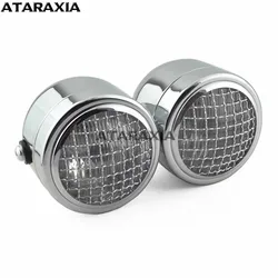 Motorcycle Front Twin Dual Headlight Double Headlamp Light W/ Grill Mesh For Universal Harley Cafe Racer Chopper Bobber Custom