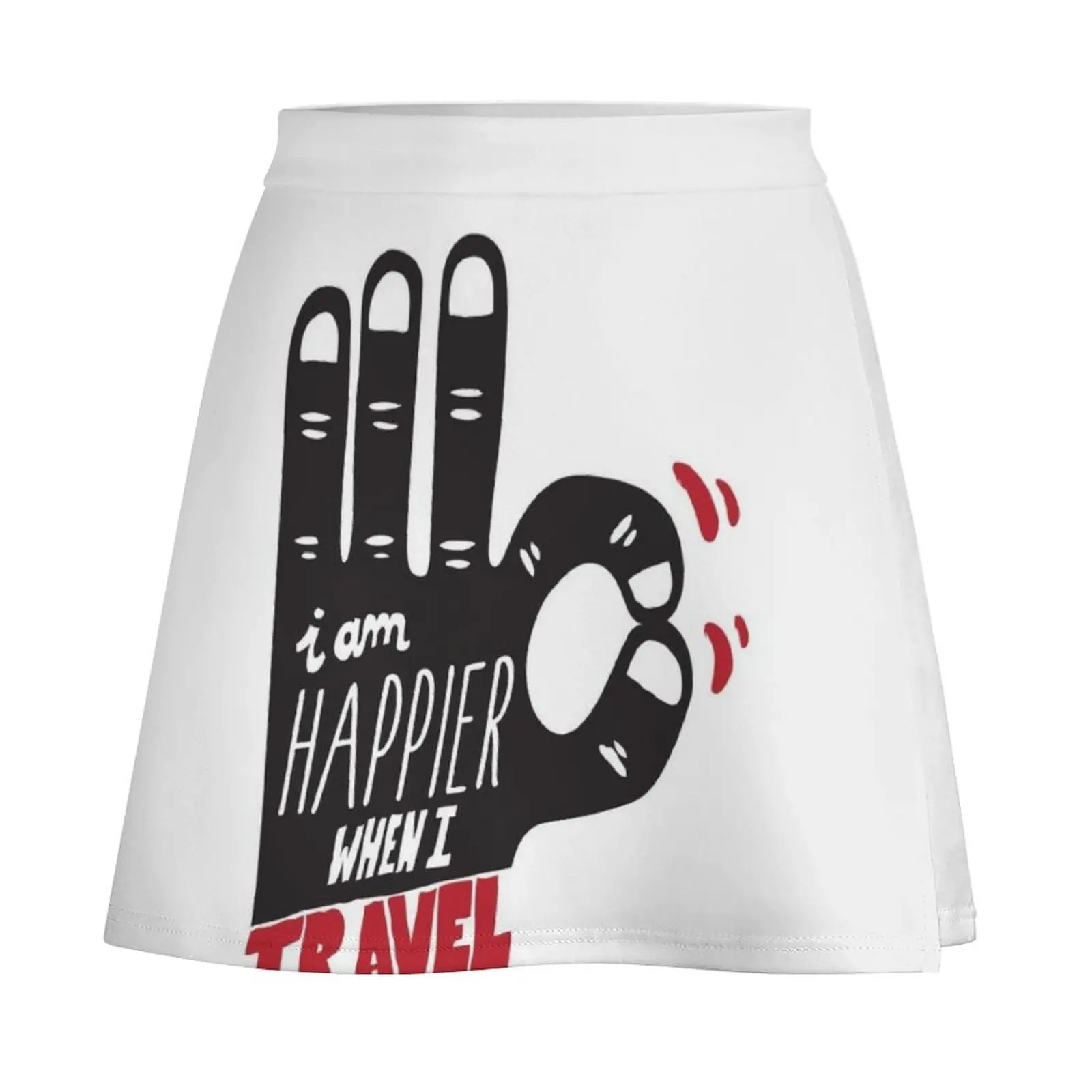 I'm Happier when I Travel Illustration Mini Skirt novelty in clothes clothing women summer 2026 mini denim skirt Mini Skirt