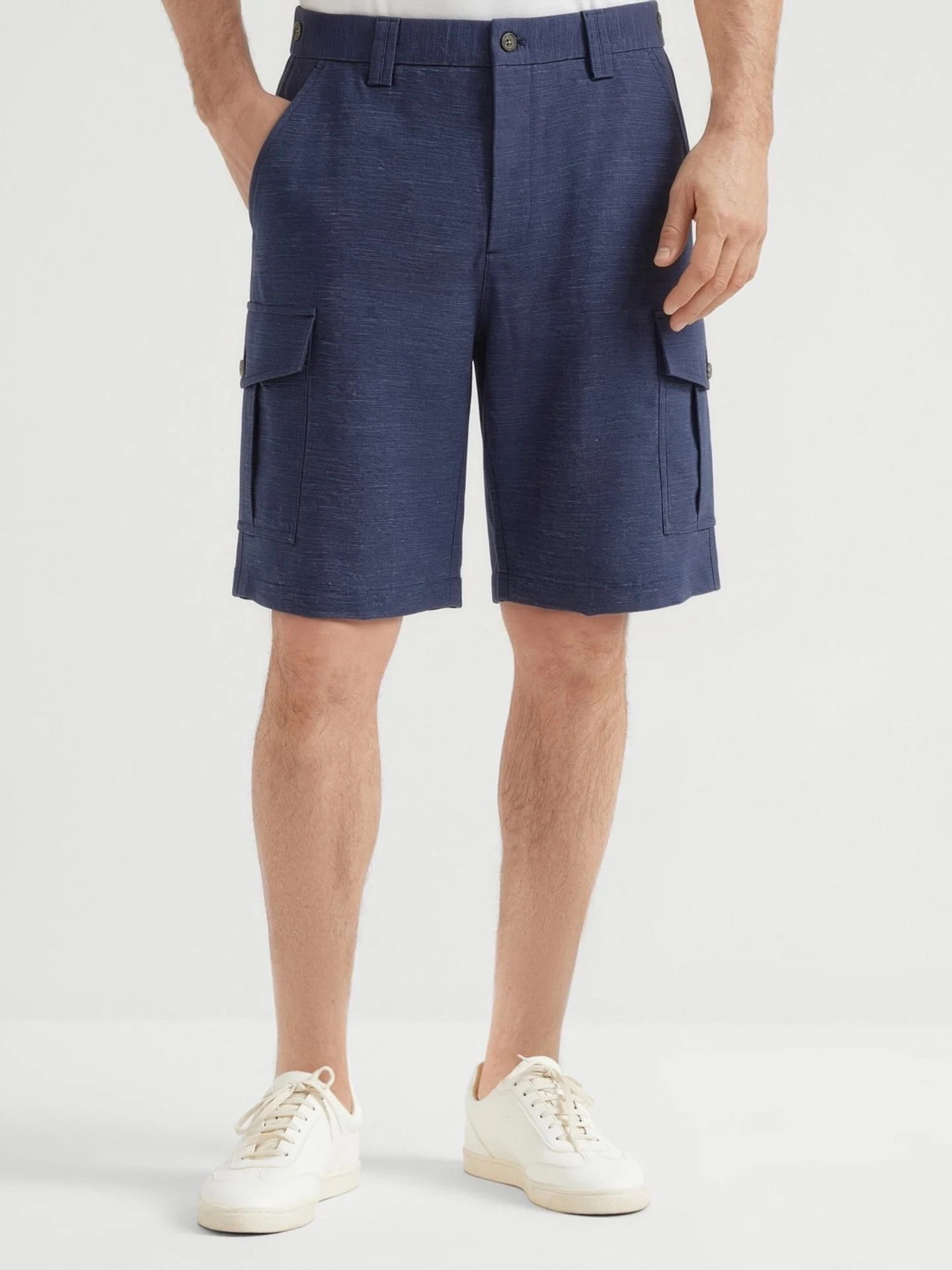 

Мужские повседневные летние рабочие шорты в итальянском стиле с двойными карманами, с тисненым узором, универсальные, стильные, длиной до колена