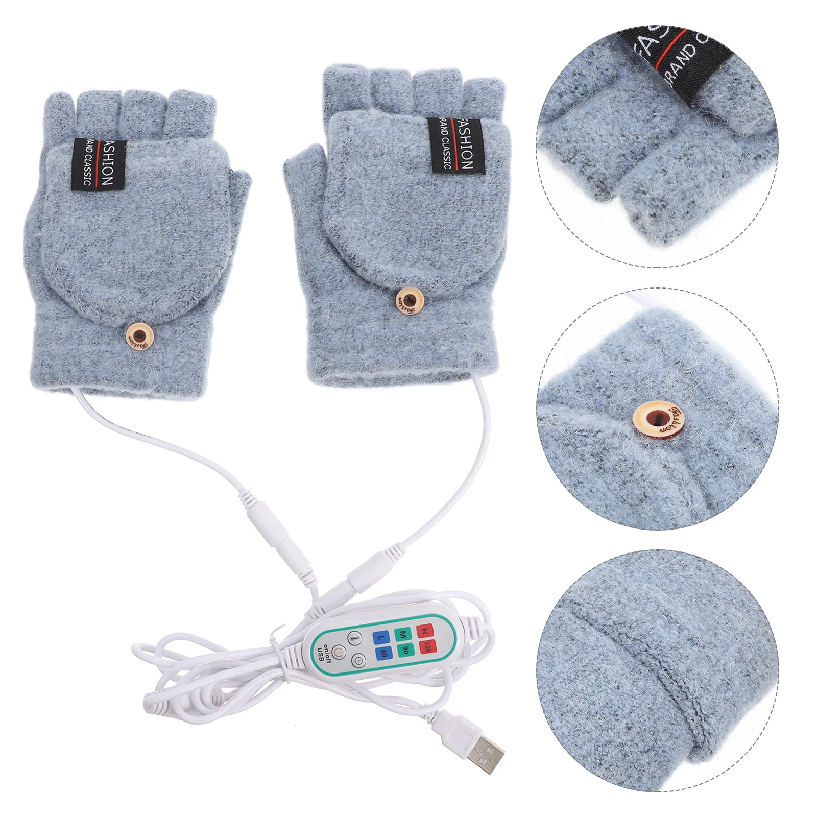 

USB Heating Gloves Sports Warm Heated Mittens Hand Warmer for Men Fingerless Laptop Adjustable Thermal Ski Miss