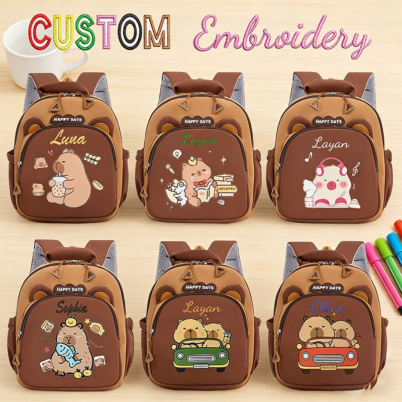 

Customised embroidery/Standard style 2 options,Cartoon Capybara Series Backpack, cute and casual, back-to-school season! Gift!