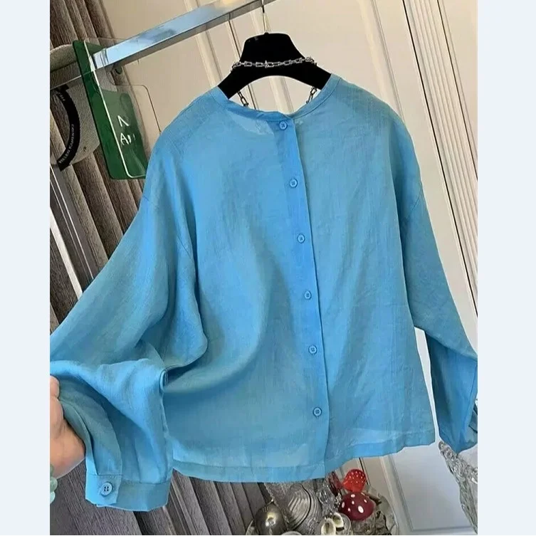 Ele Lazy Silk Long Sve irt Primavera Autunno Design ampio Sensation Protezione solare Cardigan aperto Top da donna