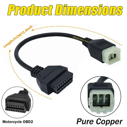 Imagen 2 del producto Para Royal Enfield 6Pin OBD2 Cable de herramientas de diagnóstico para Interceptor 650cc/Continental GT 650cc/535cc Cable adaptador OBD de motocicleta