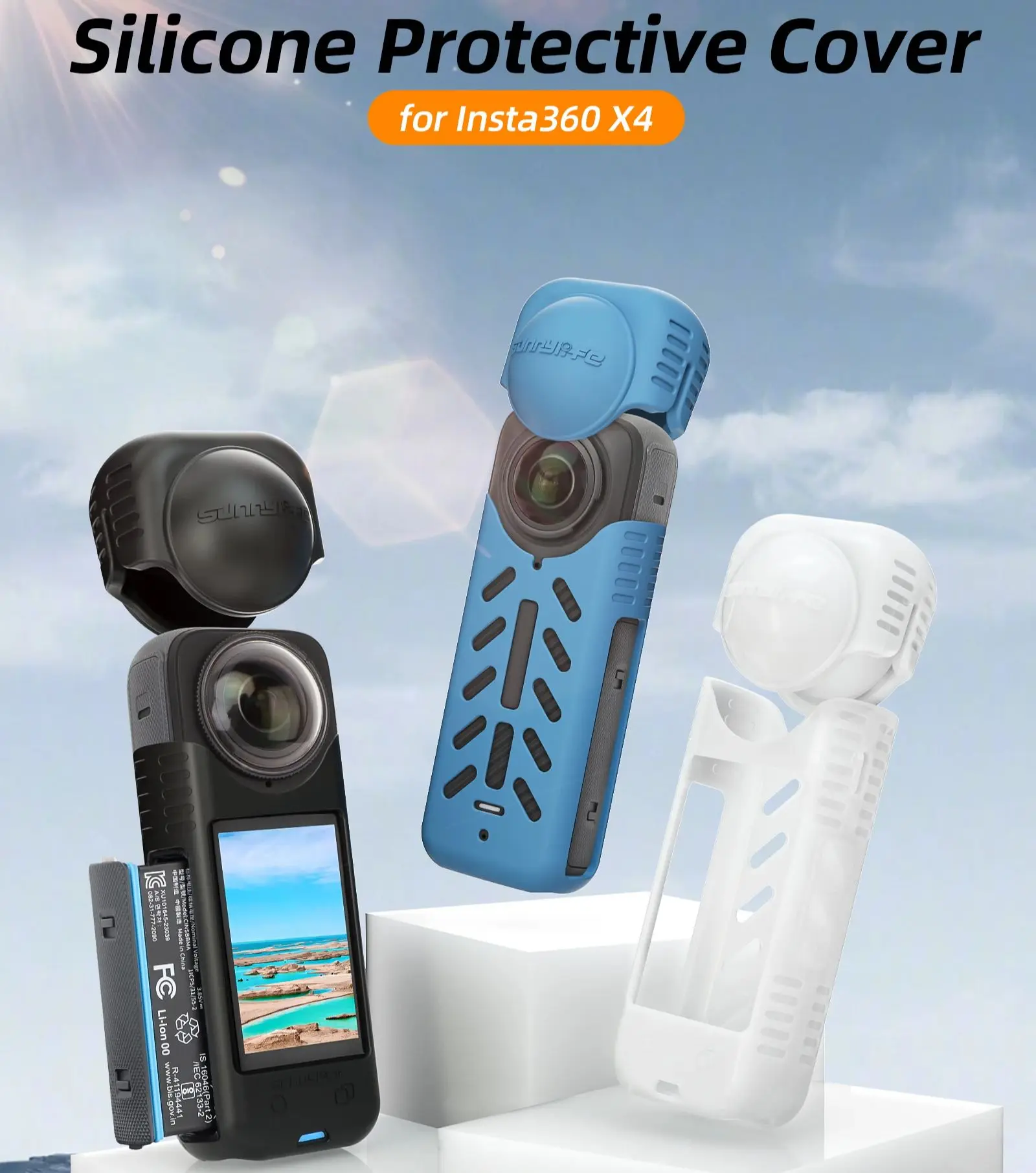 Copriobiettivo per Insta360 X5 X4 Accessori di copertura protettiva Insta360 X5 Fotocamera Custodia protettiva per obiettivo in silicone antipolvere e antigraffio