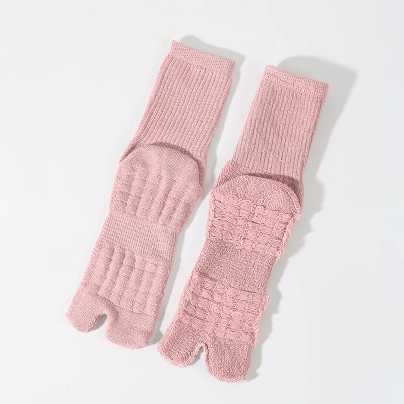 5 Pairs Winter Two Toes Tabi Socks Cotton Thick Terry Warm 2 Fingers Sock Women Mid-tube Solid Harajuku Split Toe Floor Socks