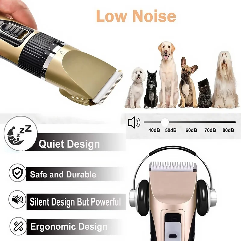 ماكينة تشذيب الحيوانات الأليفة الاحترافية من BRIEFNESS، ماكينة قص الشعر اللاسلكية منخفضة الضوضاء للكلاب/القطط، ماكينة حلاقة للرجال/الأطفال، مجموعات القص