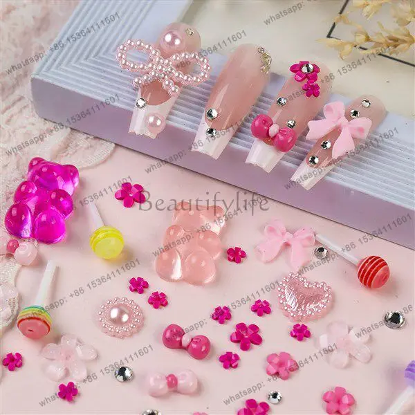 Cross-border streamer butterfly nail art jewelry kit, pearl moon love resin DIY nail accessories