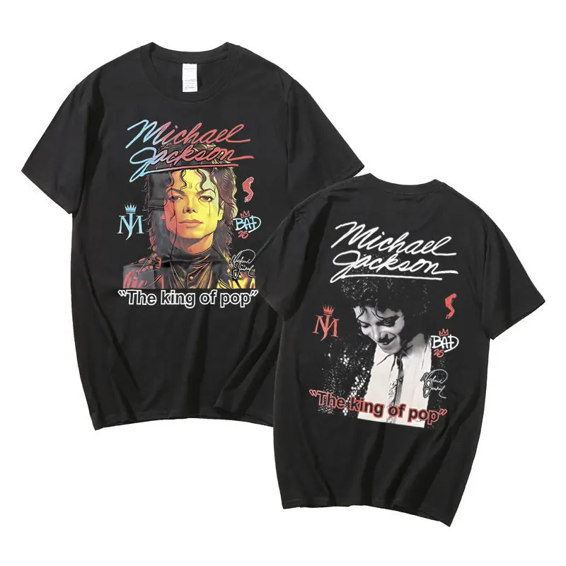 90s Classic Vintage Michael Jackson T Shirts Men Women Punk Rock Tshirt Streetwear Male Gothic Oversized Short Sleeve Black Tees