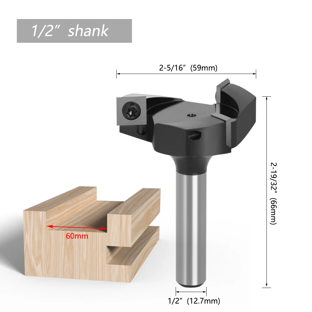 12 مللي متر 1/2 "عرقوب استبدال شفرة التخطيط بت الوجه نهاية قاطعة المطحنة إدراج نمط Spoilboard CNC تصفية بت التوجيه للخشب