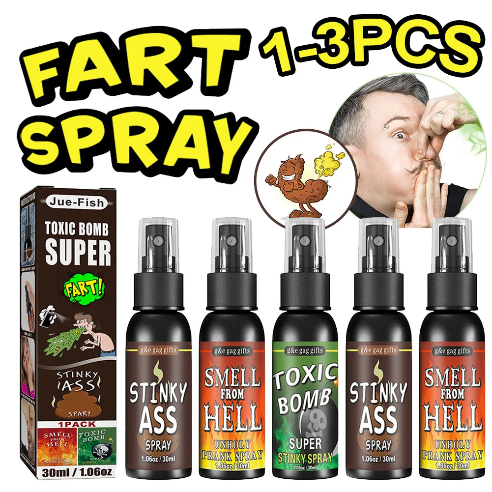 30/60ml Liquid Fart Spray Can Stink Bomb Ass-Smelly Stinky Gas Crap Gag Prank Novelties Toy Joke Halloween Gifts for Kids Adults