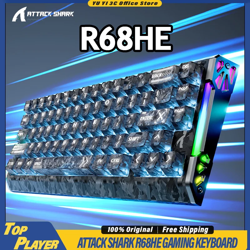 

Attack Shark R68HE Magnetic Axis Gaming Keyboard Carbon Fiber RGB Backlit 8K Polling Rate For FPS Esports PC Competitive Gamers
