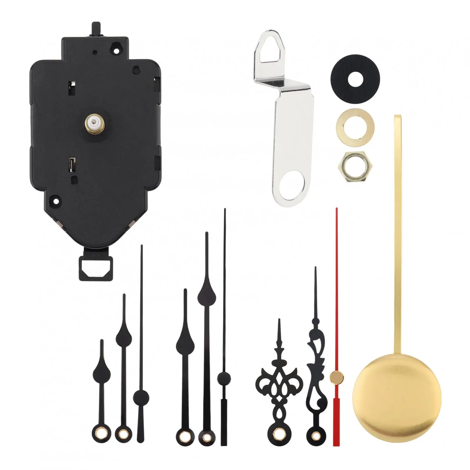 23mm Shaft 15mm Thread Length Quartz Pendulum Clock Movement Kit for Repair / Replace/DIY Clocks with 3 Sets of Hands & Pendulum
