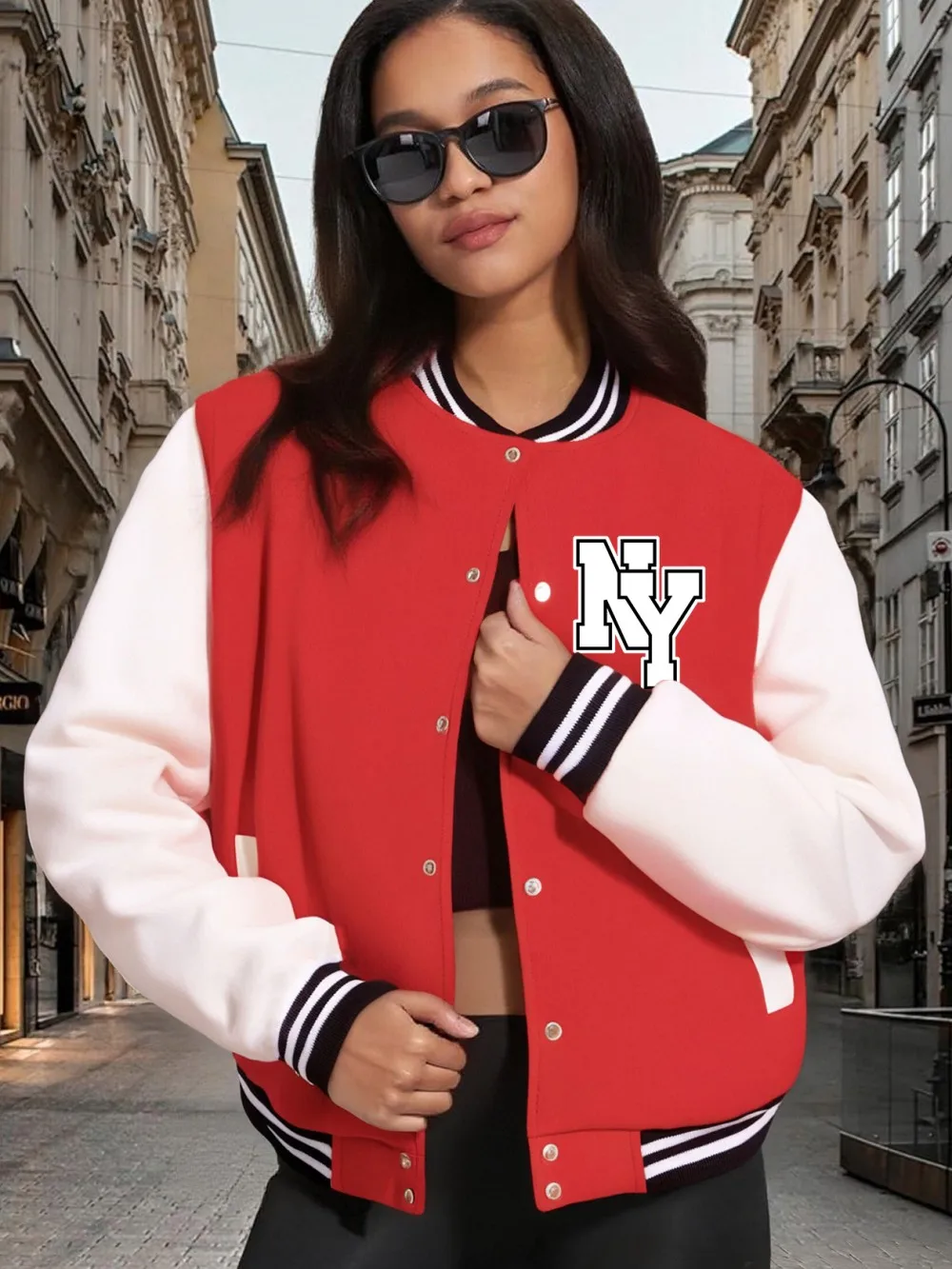 

Бейсбольное пальто с буквенным принтом Нью-Йорка, женские зимние флисовые теплые куртки, повседневные топы с карманами, уличная удобная женская одежда