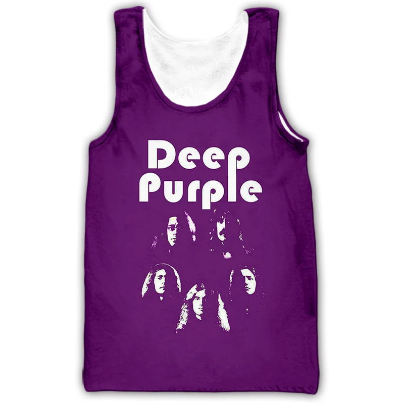 Deep Purple Band 3D Printed Tank Tops Men\'s Fashion Streetwear Oversized Sleeveless Tank Top Bodybuilding Gym Vest Man Clothing